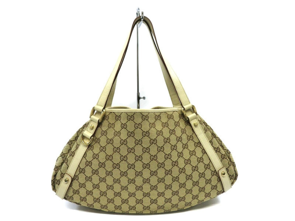 Gucci Leather Canvas GG Bag Beige Tote